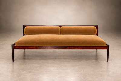Novo Rumo Sculpted Daybed in Solid Rosewood Mohair by Novo Rumo Brazil Lot 1146