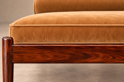 Novo Rumo Sculpted Daybed in Solid Rosewood Mohair by Novo Rumo Brazil Lot 1146
