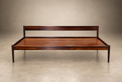 Novo Rumo Sculpted Daybed in Solid Rosewood Mohair by Novo Rumo Brazil Lot 1146