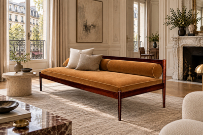 Novo Rumo Sculpted Daybed in Solid Rosewood Mohair by Novo Rumo Brazil Lot 1146