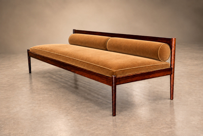Novo Rumo Sculpted Daybed in Solid Rosewood Mohair by Novo Rumo Brazil Lot 1146