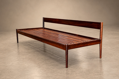 Novo Rumo Sculpted Daybed in Solid Rosewood Mohair by Novo Rumo Brazil Lot 1146
