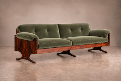 Novo Rumo Sculpted Sofa in Rosewood Celadon Mohair by Novo Rumo Brazil 1960s Lot 365