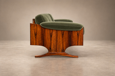 Novo Rumo Sculpted Sofa in Rosewood Celadon Mohair by Novo Rumo Brazil 1960s Lot 365