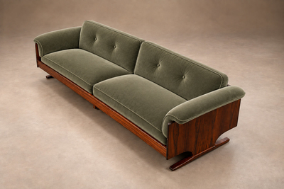 Novo Rumo Sculpted Sofa in Rosewood Celadon Mohair by Novo Rumo Brazil 1960s Lot 365