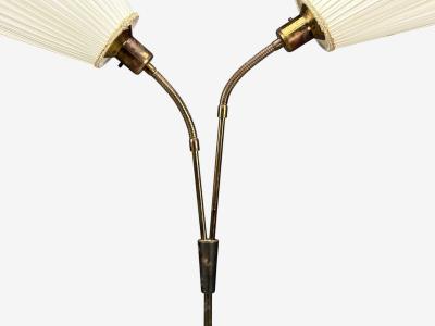 Nybro Armaturfabrik Floor Lamp Wood Metal Fabric Sweden 1940s