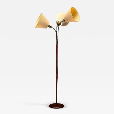Nybro Armaturfabrik Swedish Mid Century Modern Floor Lamp Teak Brass 1950s