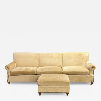 O Henry House Large Traditional Sofa and Ottoman Velvet USA 2000s