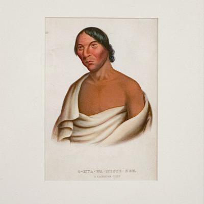 O Hya Wa Mince Kee A Chippewa Chief McKenney Hall Engraving 19th Century