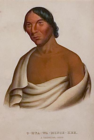 O Hya Wa Mince Kee A Chippewa Chief McKenney Hall Engraving 19th Century