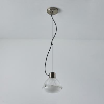 O Luce Pair of 1960s Tito Agnoli Glass Metal Suspension Lamps for O Luce