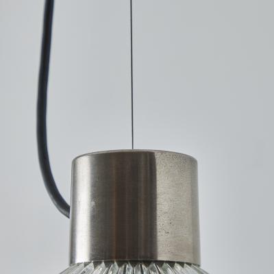 O Luce Pair of 1960s Tito Agnoli Glass Metal Suspension Lamps for O Luce