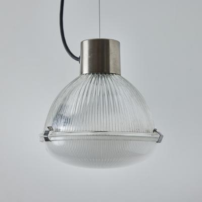 O Luce Pair of 1960s Tito Agnoli Glass Metal Suspension Lamps for O Luce