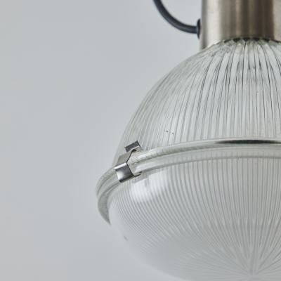 O Luce Pair of 1960s Tito Agnoli Glass Metal Suspension Lamps for O Luce