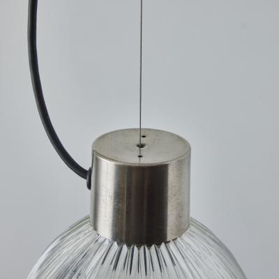 O Luce Pair of 1960s Tito Agnoli Glass Metal Suspension Lamps for O Luce