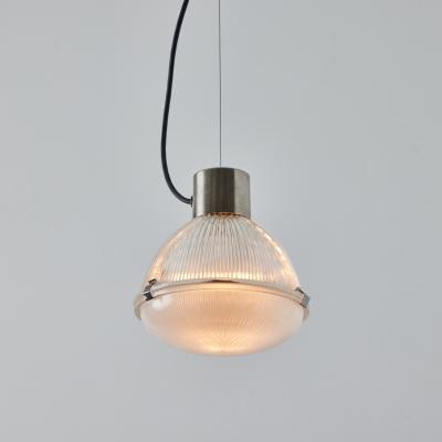 O Luce Pair of 1960s Tito Agnoli Glass Metal Suspension Lamps for O Luce