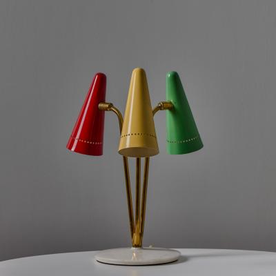 O Luce Rare 1950s Angelo Ostuni Multicolored 3 Shade Table Lamp for O Luce