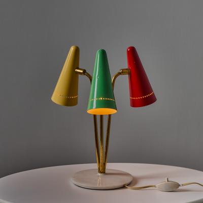 O Luce Rare 1950s Angelo Ostuni Multicolored 3 Shade Table Lamp for O Luce
