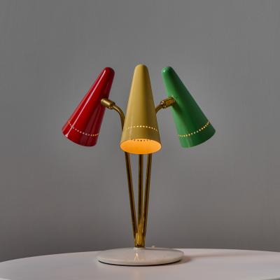O Luce Rare 1950s Angelo Ostuni Multicolored 3 Shade Table Lamp for O Luce