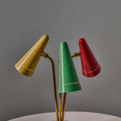 O Luce Rare 1950s Angelo Ostuni Multicolored 3 Shade Table Lamp for O Luce