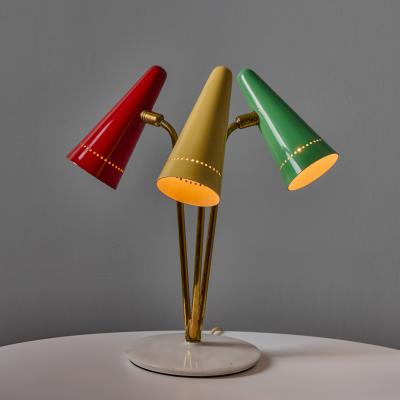 O Luce Rare 1950s Angelo Ostuni Multicolored 3 Shade Table Lamp for O Luce