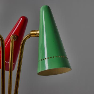 O Luce Rare 1950s Angelo Ostuni Multicolored 3 Shade Table Lamp for O Luce