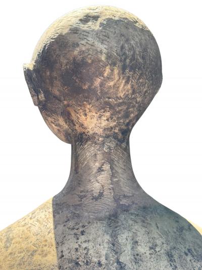 OLBRAM ZOUBEK MODERNIST LIFESIZE NUDE SPACE MAN LIKE METAL SCULPTURE BY OLBRAM ZOUBEK