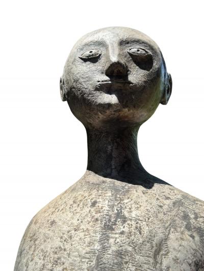 OLBRAM ZOUBEK MODERNIST LIFESIZE NUDE SPACE MAN LIKE METAL SCULPTURE BY OLBRAM ZOUBEK
