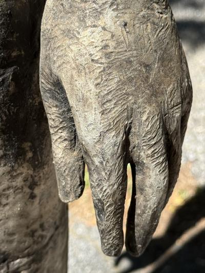OLBRAM ZOUBEK MODERNIST LIFESIZE NUDE SPACE MAN LIKE METAL SCULPTURE BY OLBRAM ZOUBEK