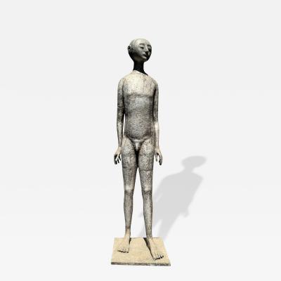OLBRAM ZOUBEK MODERNIST LIFESIZE NUDE SPACE MAN LIKE METAL SCULPTURE BY OLBRAM ZOUBEK