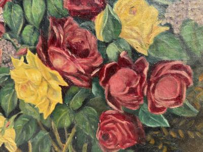 OLD MASTER BEAUTIFUL FLOWERS OIL PAINTING IN MAGNIFICIENT ORIGINAL FRAME