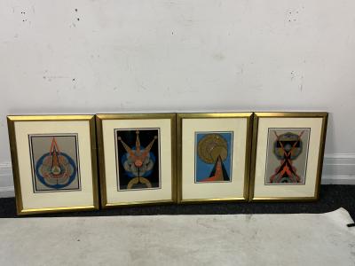 OLGA FROBE KAPTEYN EXCEPTIONAL WILDLY COLORED SET OF 14 ART DECO LITHOGRAPHS BY OLGA FROBE KAPTEYN