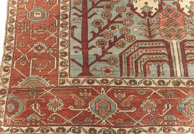ONE OF A KIND ANTIQUE PERSIAN HERIZ RUG IN BEIGE BLUE BROWN GREEN AND PINK