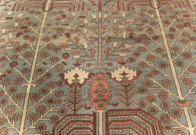 ONE OF A KIND ANTIQUE PERSIAN HERIZ RUG IN BEIGE BLUE BROWN GREEN AND PINK