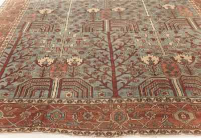 ONE OF A KIND ANTIQUE PERSIAN HERIZ RUG IN BEIGE BLUE BROWN GREEN AND PINK
