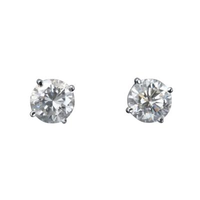 ONE PAIR OF ROUND DIAMOND EAR STUDS