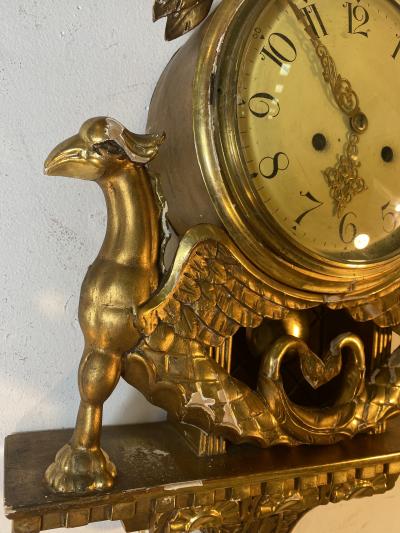 OPULENT GUSTAVIAN SWEDISH GOLDLEAF CARVED CLOCK
