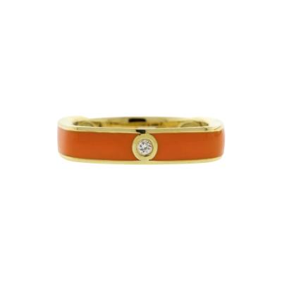 ORANGE ITALIAN ENAMEL DIAMOND RING