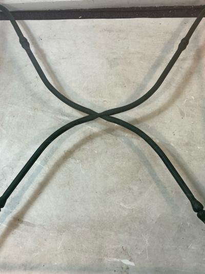 ORGANIC BRUTALIST VERDIGRIS METAL AND GLASS COFFEE TABLE