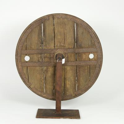Oak And Iron Wheel Circa 1700 On Later Iron Stand