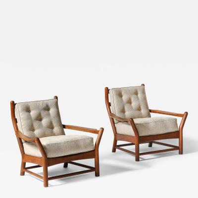 Oak Armchairs France c 1950