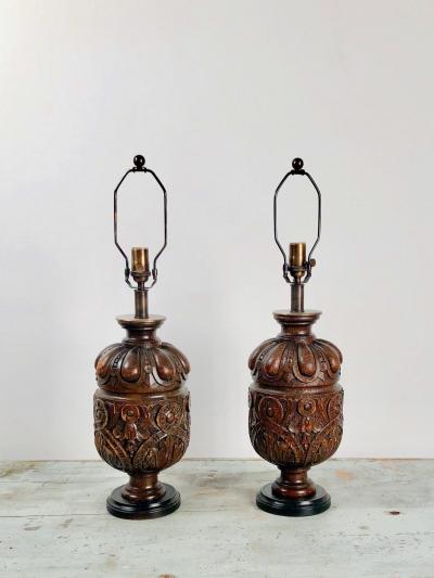 Oak Balustrade Lamps 19th Century England
