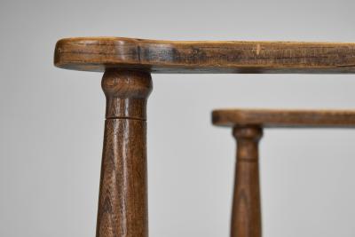 Oak Bobbin Armchair with Wicker Seat The Netherlands 1930s