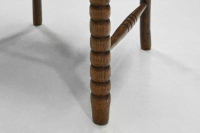 Oak Bobbin Armchair with Wicker Seat The Netherlands 1930s