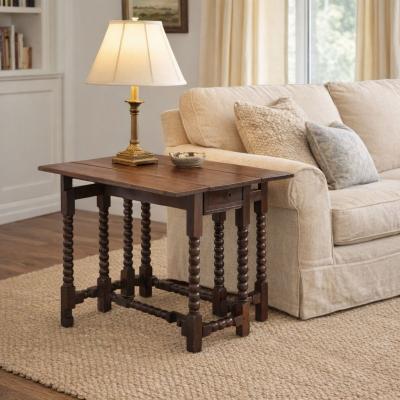 Oak Bobbin Gateleg End Table