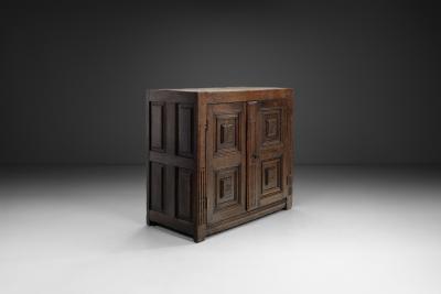 Oak Cabinet with Carved Medallions on Doors Europe ca 17th Century