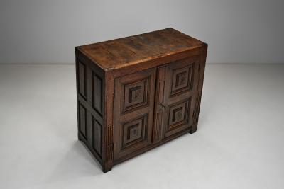 Oak Cabinet with Carved Medallions on Doors Europe ca 17th Century
