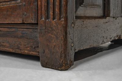 Oak Cabinet with Carved Medallions on Doors Europe ca 17th Century