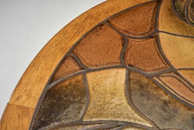 Oak Coffee Table with Glazed Stoneware Tiles by S ren Jean Larsen Denmark 1980s