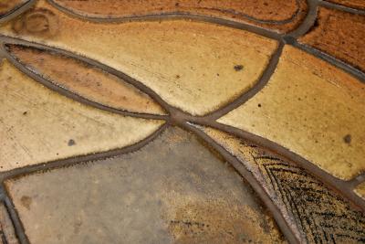Oak Coffee Table with Glazed Stoneware Tiles by S ren Jean Larsen Denmark 1980s